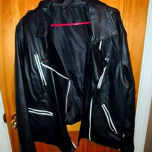 Faux leather moto jacket